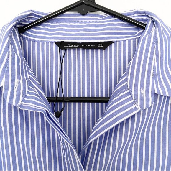 SOLD ZARA WOMAN Pinstripe Button Down Top Size M - Picture 6 of 11